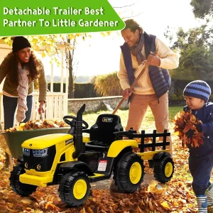 12V Battery Powered Kids Ride On Tractor Toys with Remote Control 35W Dual Motors Bluetooth Music 3-Gear Shift Safety Belt 3-6Y