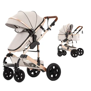 Baby Stroller Combo Car Seat - Infant Pushchair with Carry Cot Foldable and Reversible